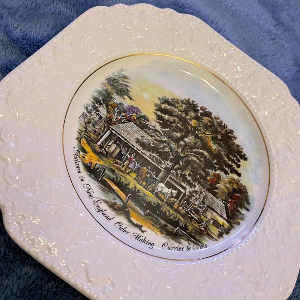 Currier & Ives Autumn in New England Cider Making Plate / Lord Nelson‎ Pottery